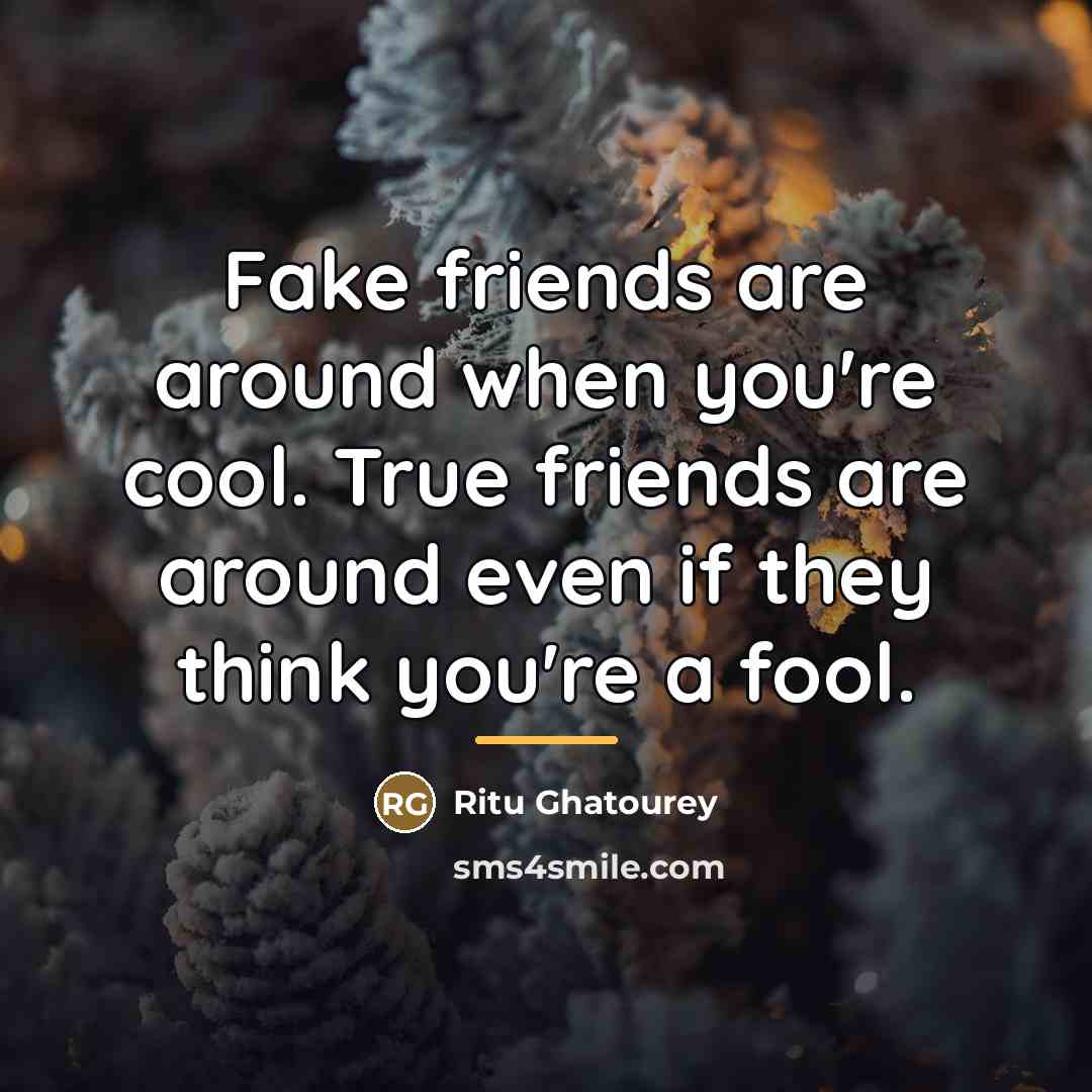“Fake friends are around when you're cool. True friends are…” quote by Ritu Ghatourey