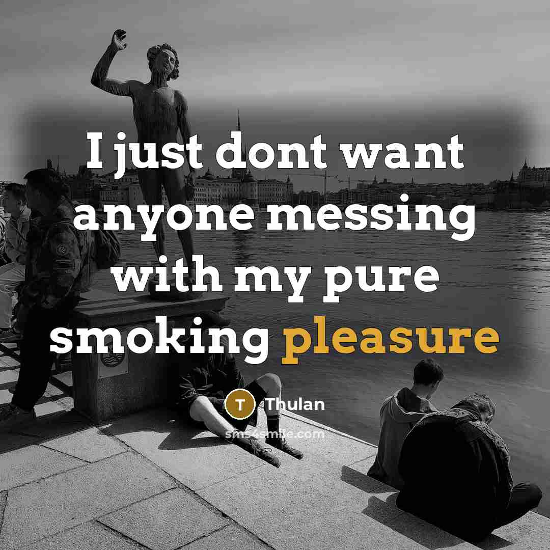 “I just dont want anyone messing with my pure smoking pleasure” quote by Thulan