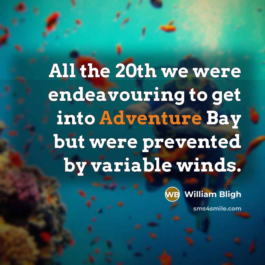 “All the 20th we were endeavouring to get into Adventure…” quote by William Bligh