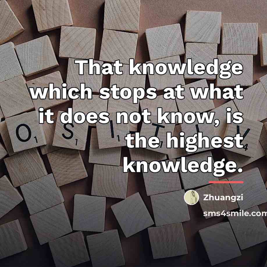 “That knowledge which stops at what it does not know,…” quote by Zhuangzi