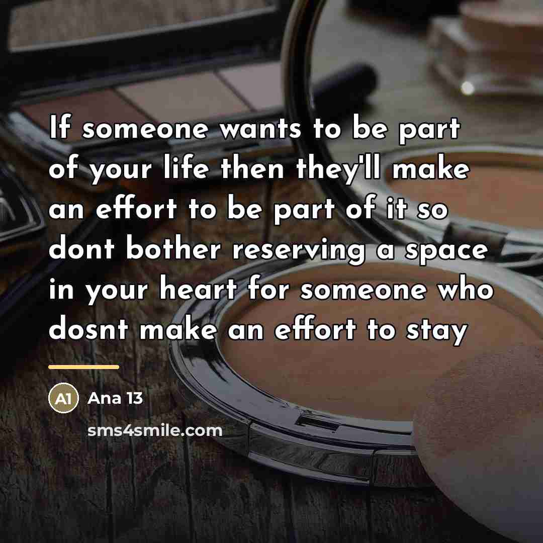 “If someone wants to be part of your life then…” quote by Ana 13
