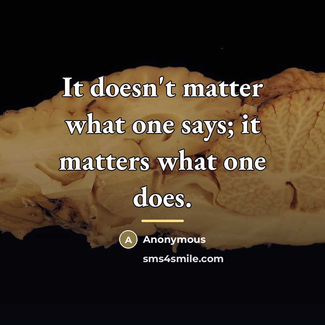“It doesn't matter what one says; it matters what one…” quote by Steve Frank
