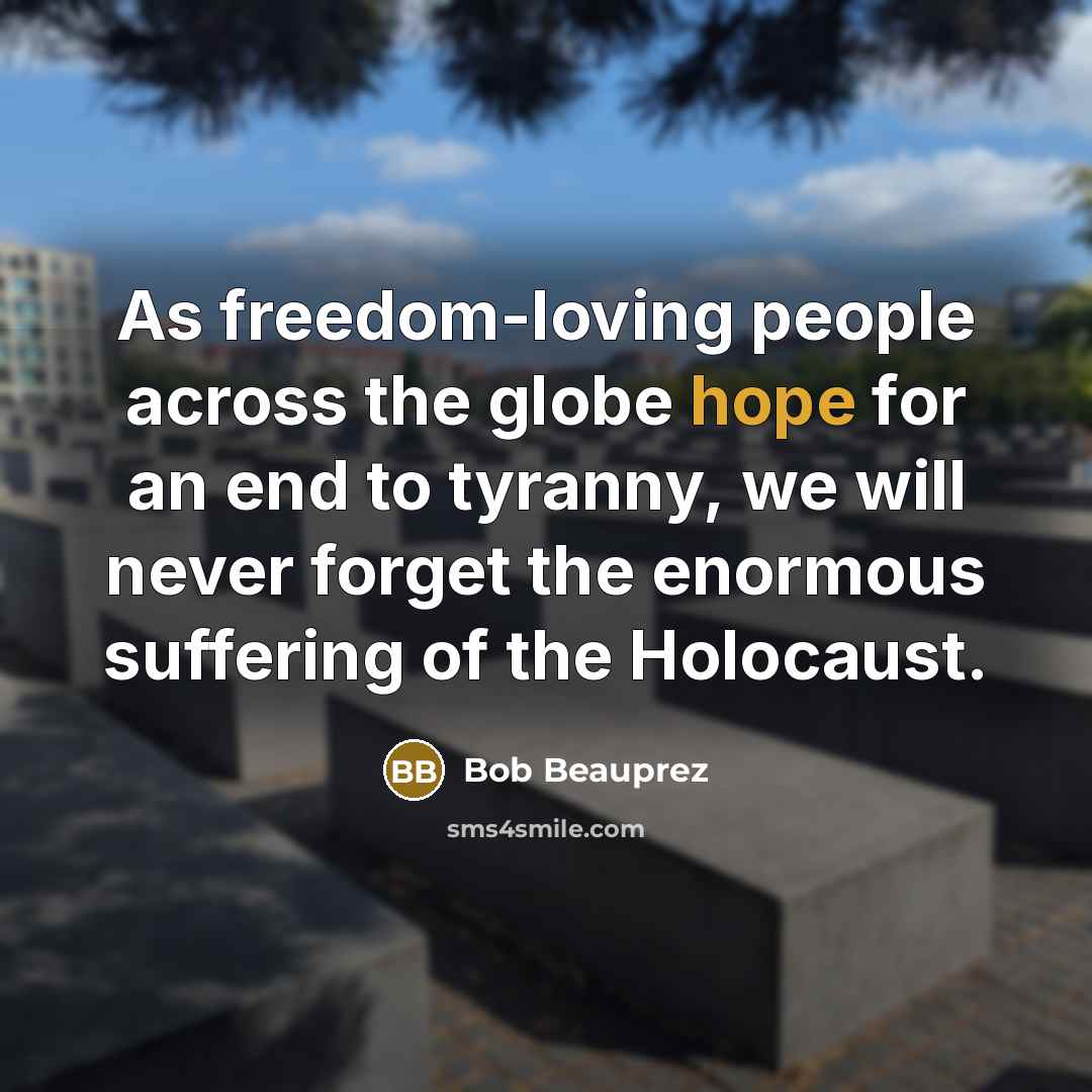 “As freedom-loving people across the globe hope for an end…” quote by Bob Beauprez