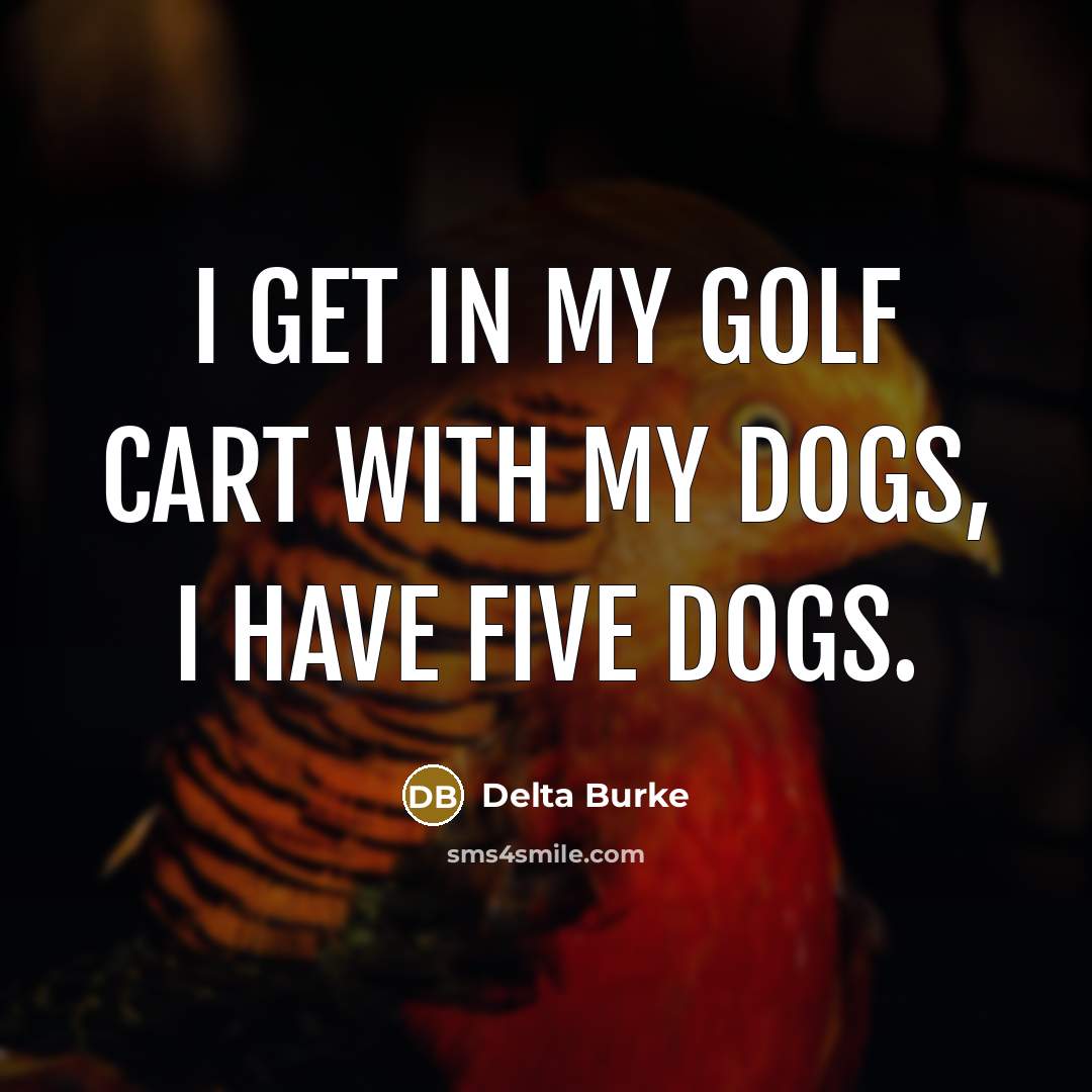 “I get in my golf cart with my dogs, I have five dogs.” quote by Delta Burke