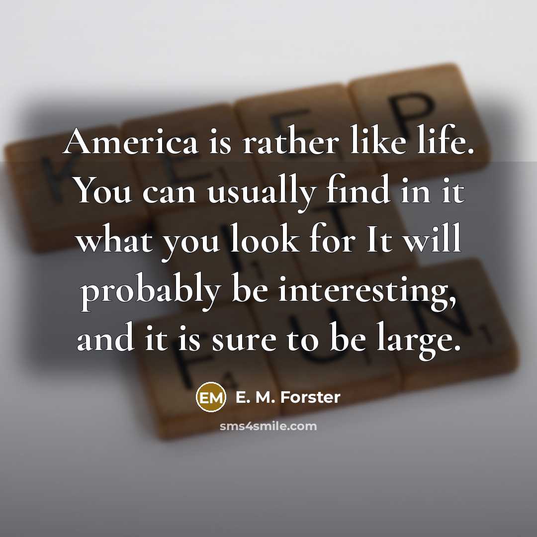“America is rather like life. You can usually find in…” quote by E. M. Forster