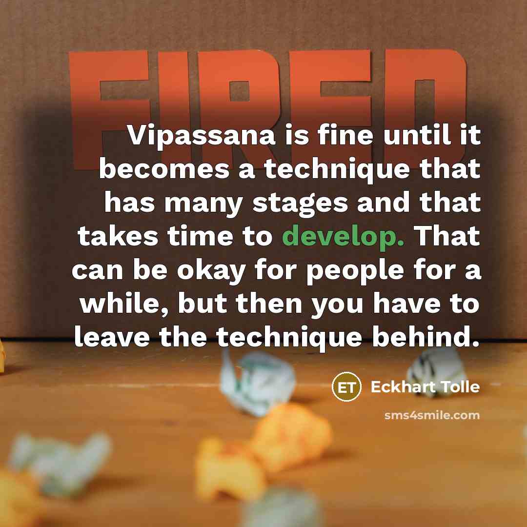 “Vipassana is fine until it becomes a technique that has…” quote by Eckhart Tolle