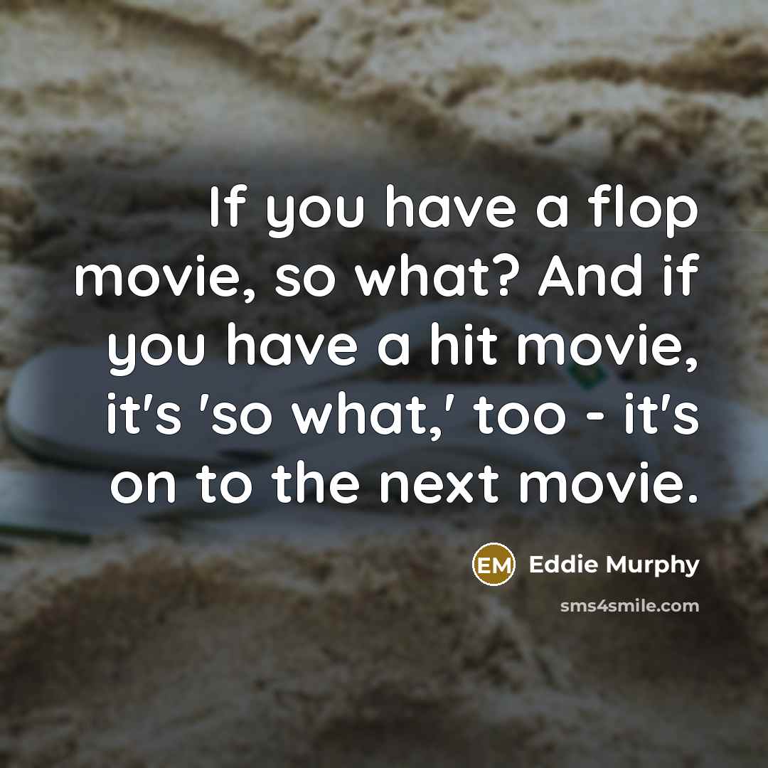 “If you have a flop movie, so what? And if you have a hit movie, it's 'so what,' too - it's on to the next movie.” quote by Eddie Murphy