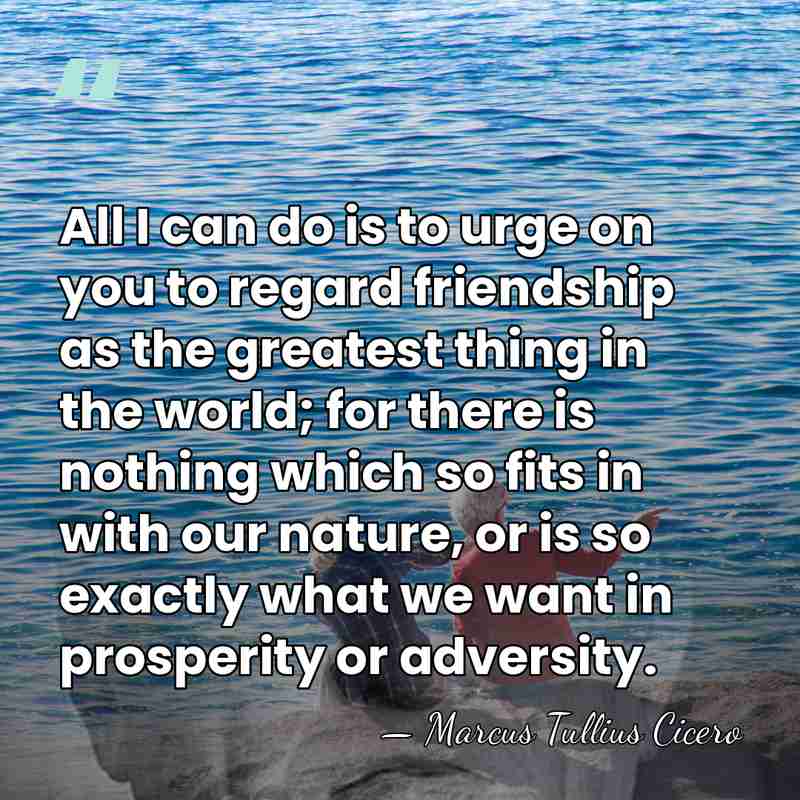 All I can do is to urge on you to regard friendship&hellip; - Marcus Tullius Cicero