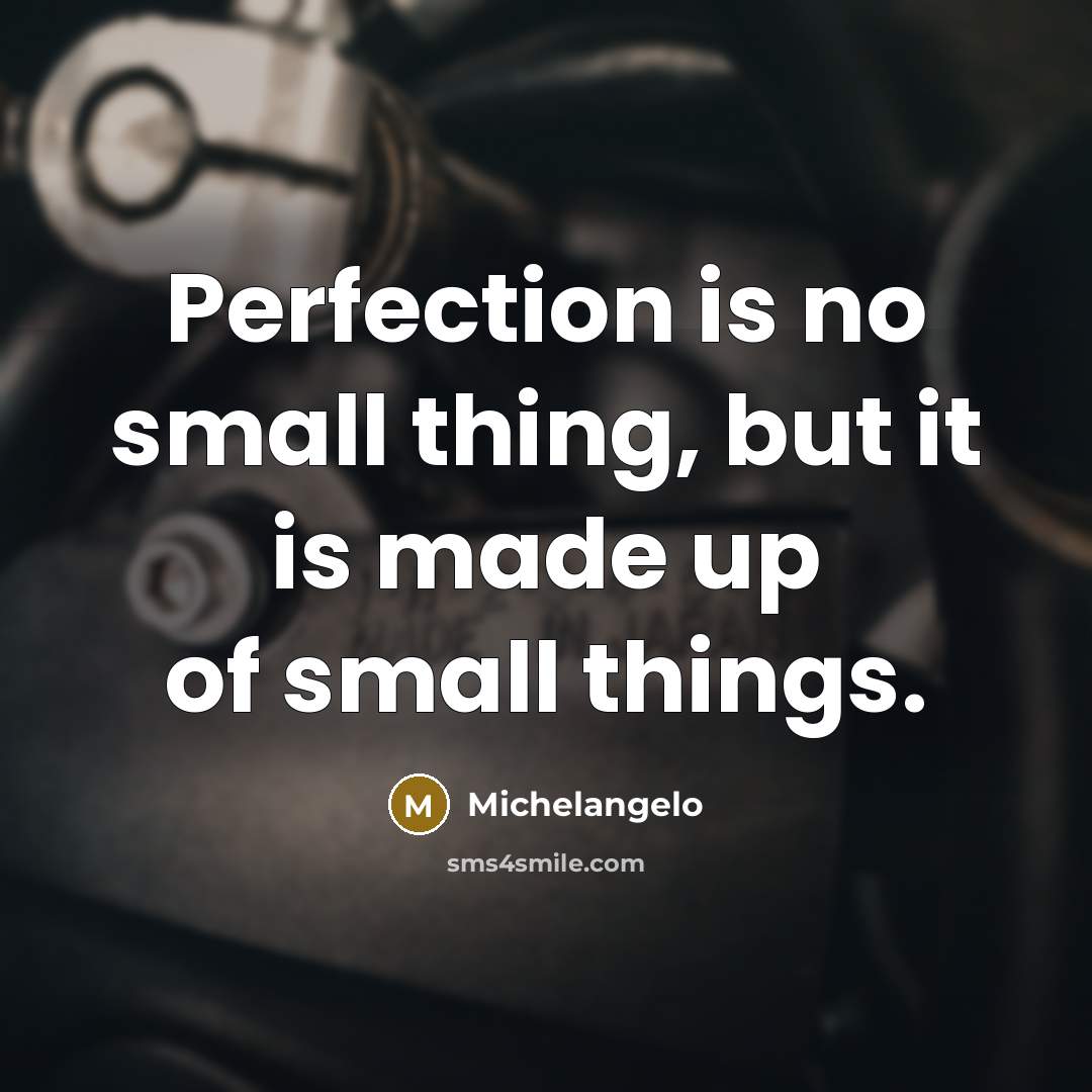 “Perfection is no small thing, but it is made up…” quote by Michelangelo