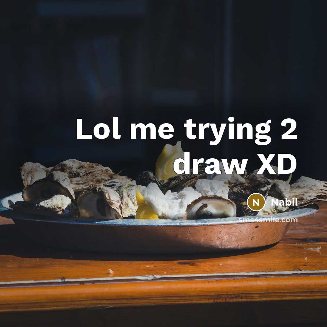 “Lol me trying 2 draw XD…” quote by Nabil