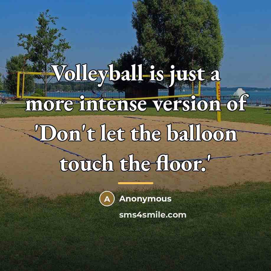 “Volleyball is just a more intense version of 'Don't let…” quote by Anonymous