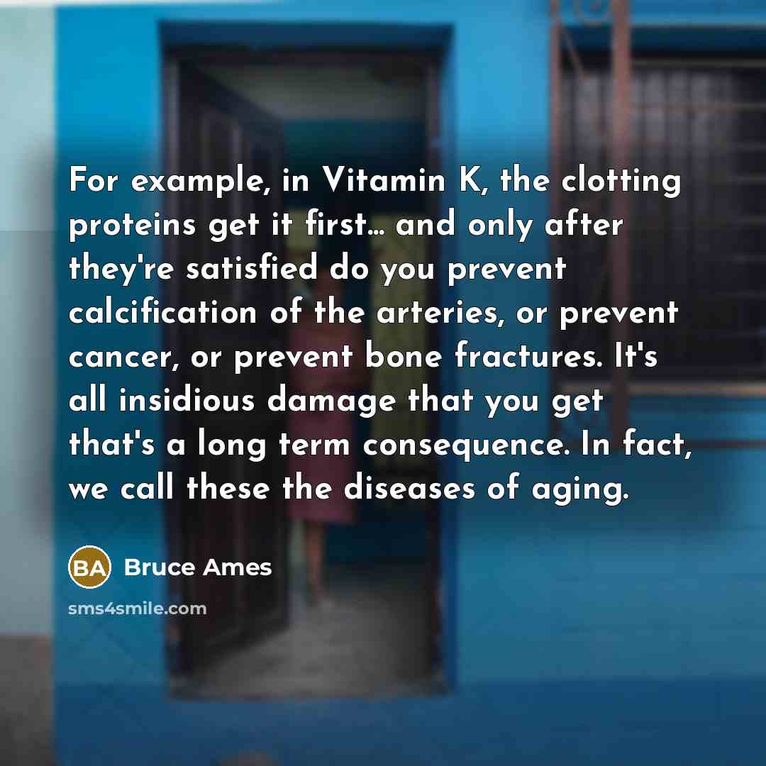 “For example, in Vitamin K, the clotting proteins get it…” quote by Bruce Ames