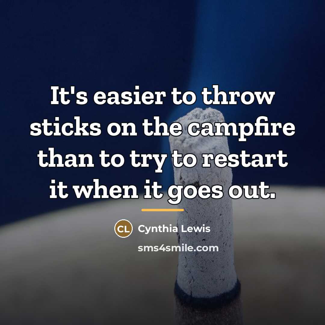 “It's easier to throw sticks on the campfire than to…” quote by Cynthia Lewis