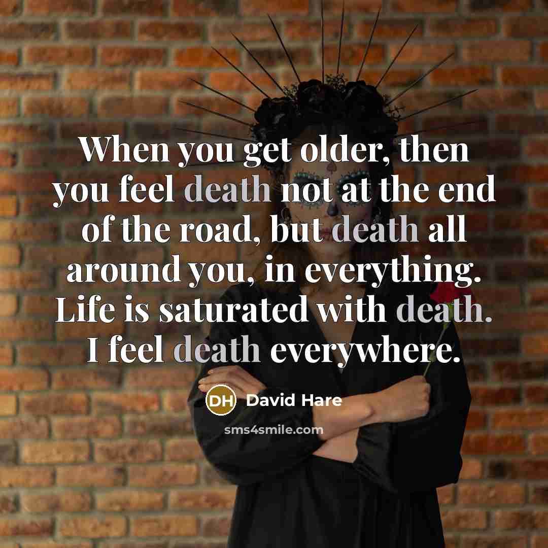 “When you get older, then you feel death not at…” quote by David Hare