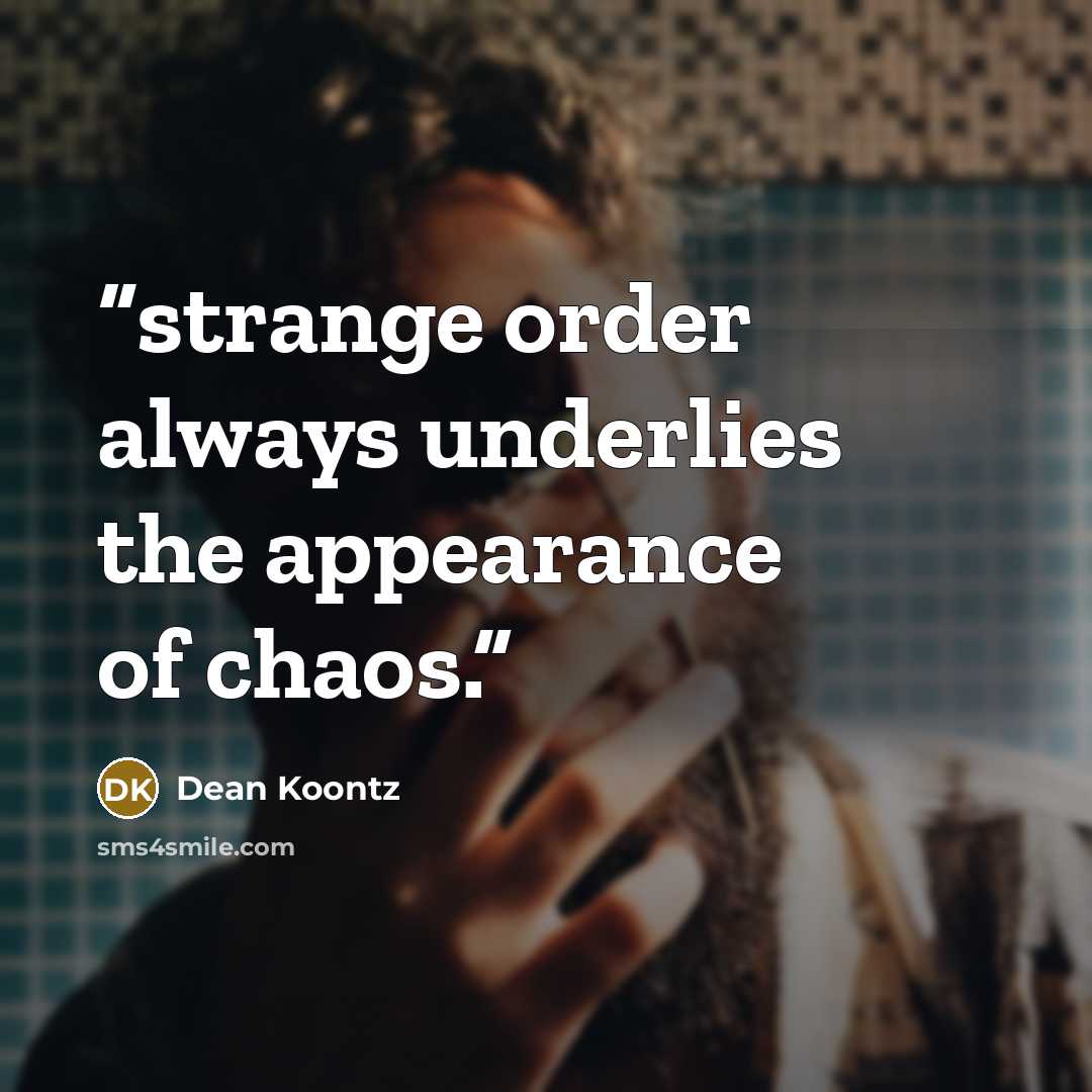“strange order always underlies the appearance of chaos.” quote by Dean Koontz