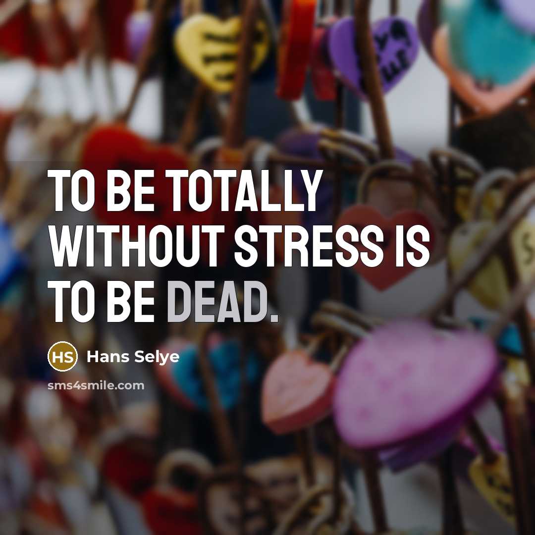 “To be totally without stress is to be dead.” quote by Hans Selye