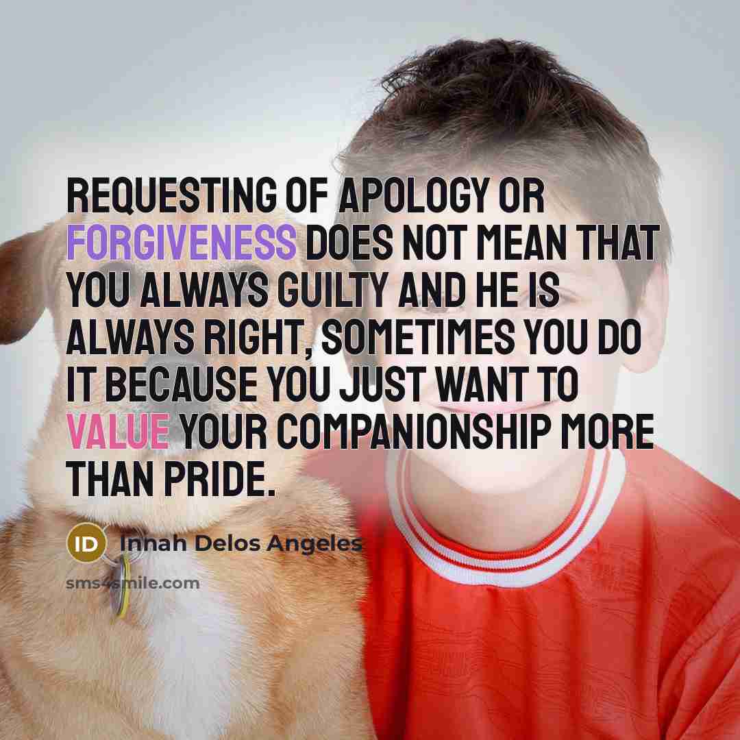 “Requesting of apology or forgiveness does not mean that you…” quote by Innah Delos Angeles