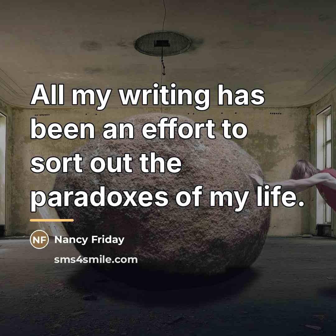 “All my writing has been an effort to sort out…” quote by Nancy Friday