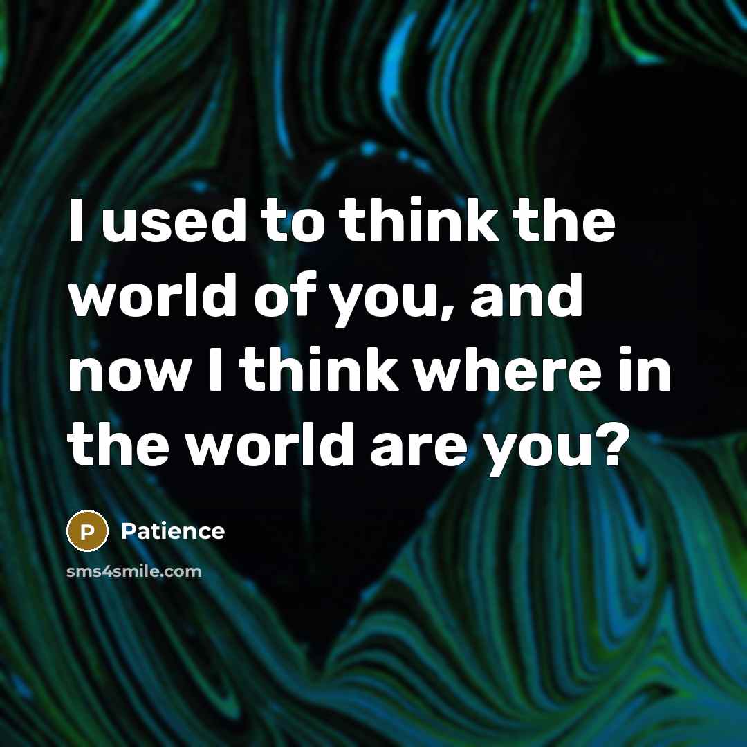 “I used to think the world of you, and now…” quote by Patience