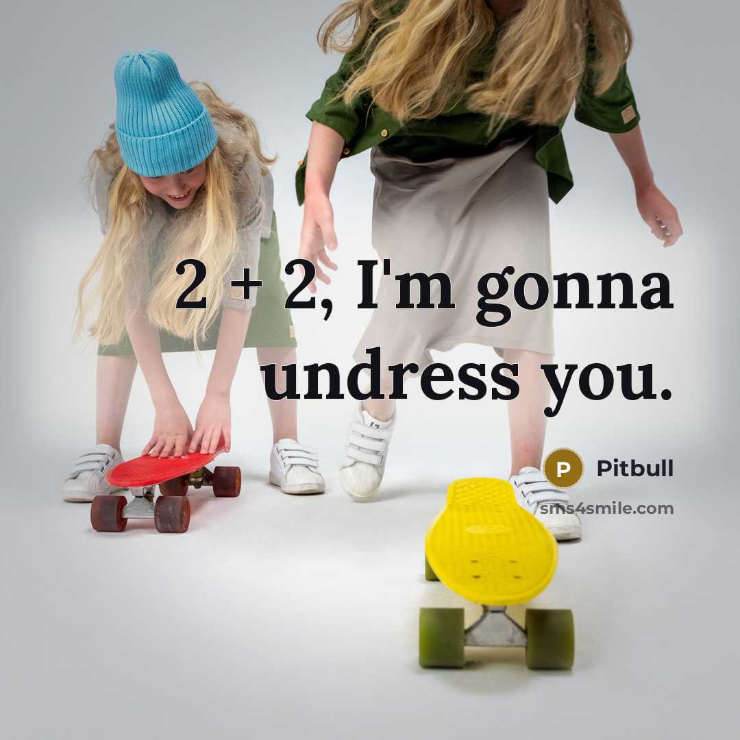 “2 + 2, I'm gonna undress you.” quote by Pitbull
