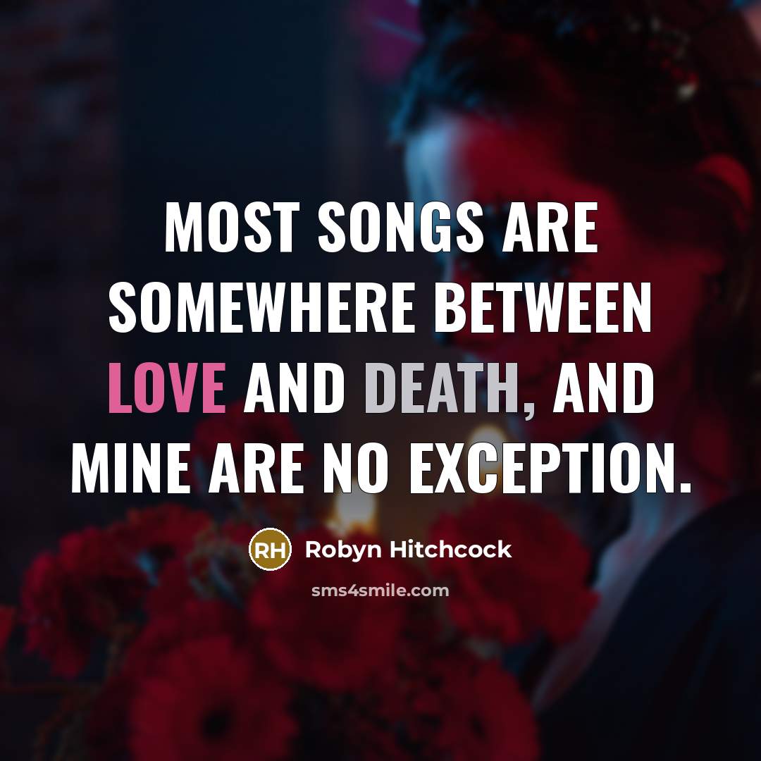 “Most songs are somewhere between love and death, and mine…” quote by Robyn Hitchcock