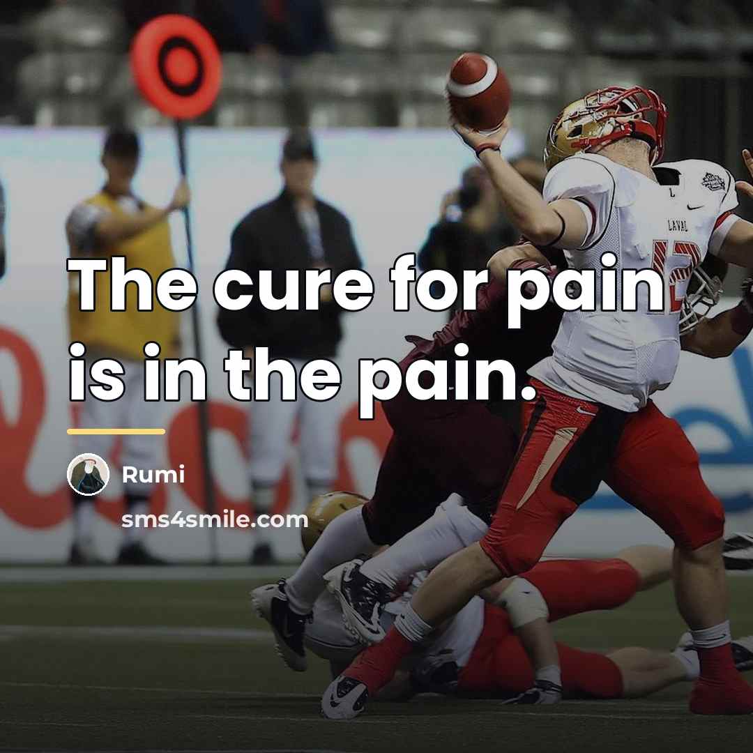 “The cure for pain is in the pain.…” quote by Rumi