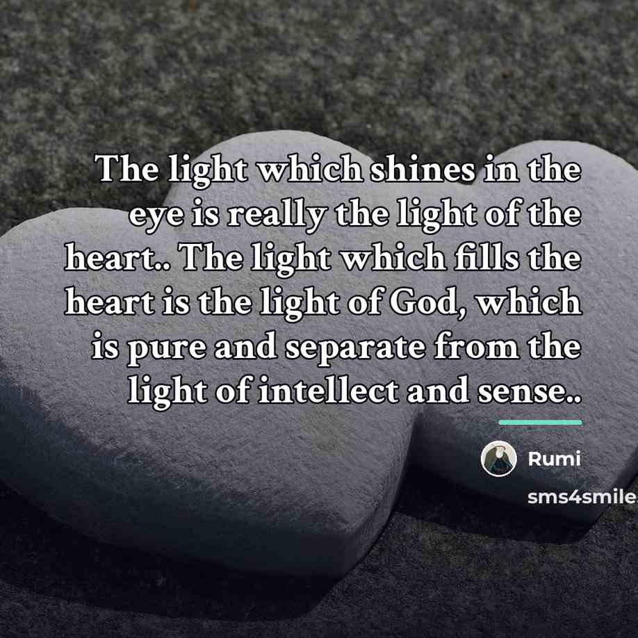 “The light which shines in the eye is really the…” quote by Rumi