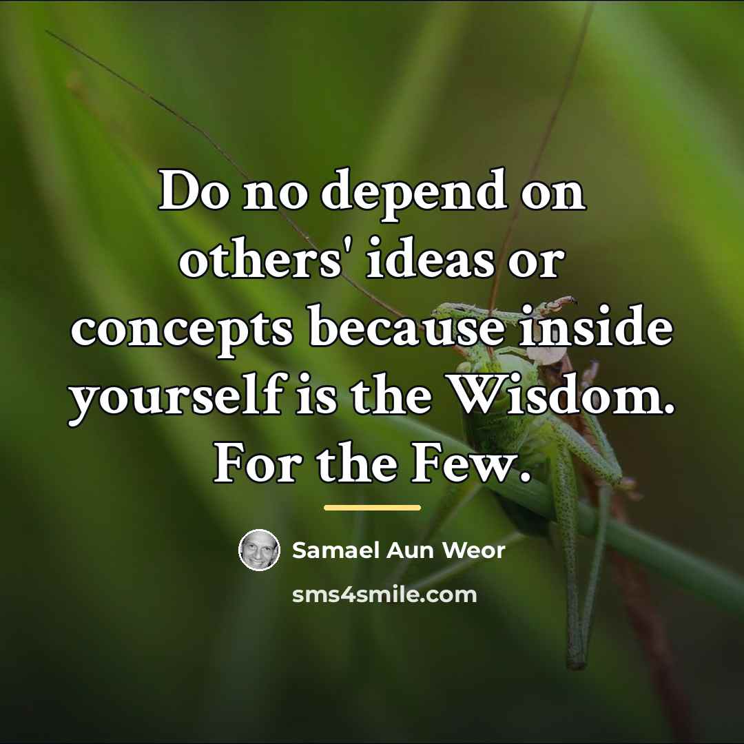 “Do no depend on others' ideas or concepts because inside…” quote by Samael Aun Weor