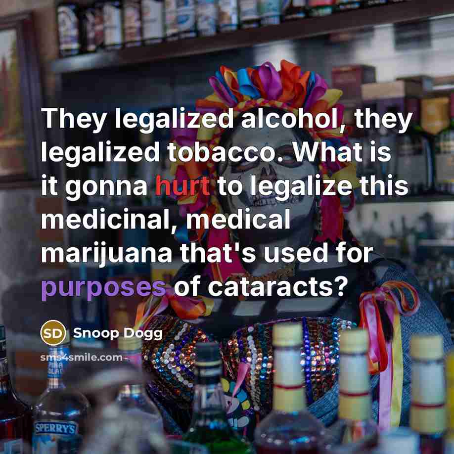 “They legalized alcohol, they legalized tobacco. What is it gonna…” quote by Snoop Dogg
