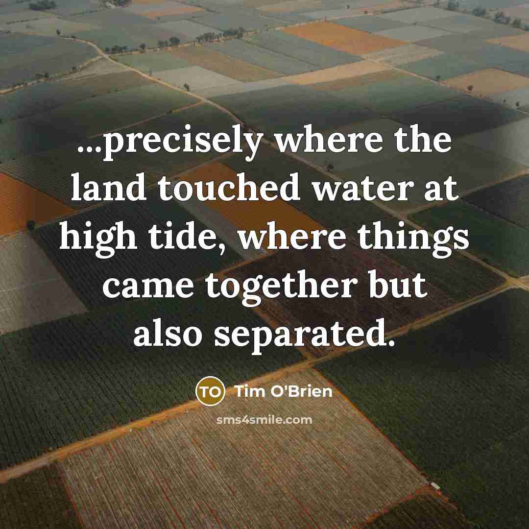 “...precisely where the land touched water at high tide, where…” quote by Tim O'Brien