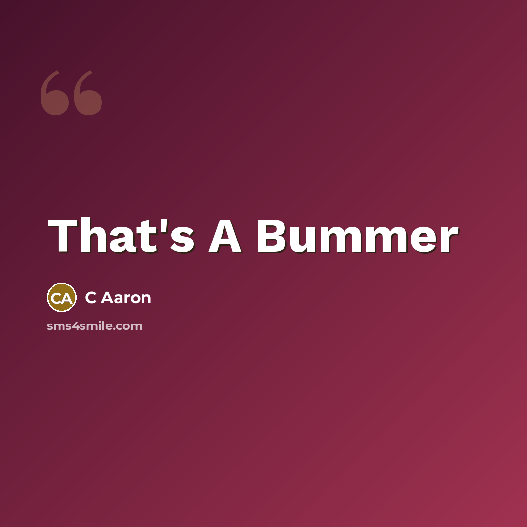 “That's A Bummer” quote by C Aaron