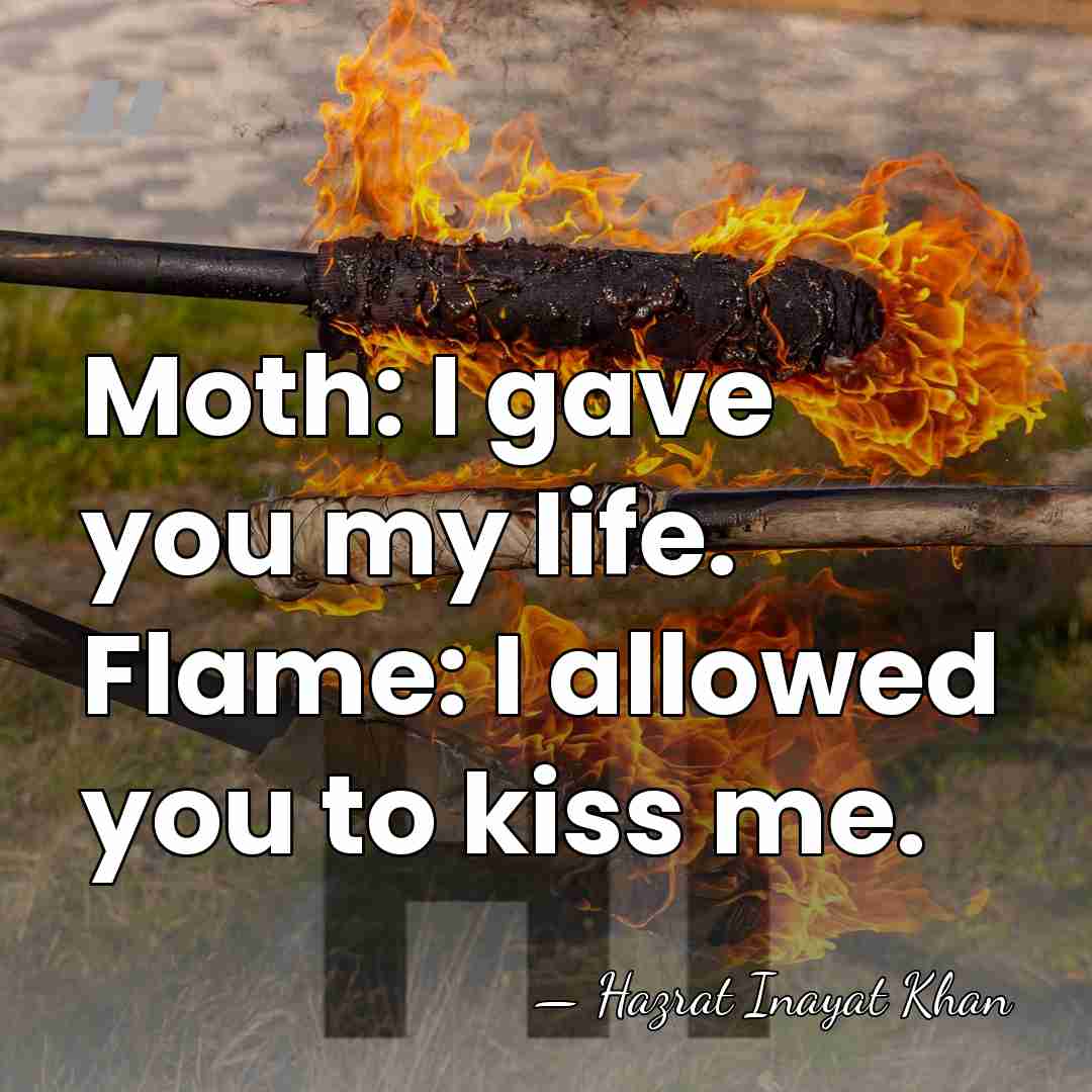 Moth: I gave you my life. Flame: I allowed you to kiss&hellip; - Hazrat Inayat Khan