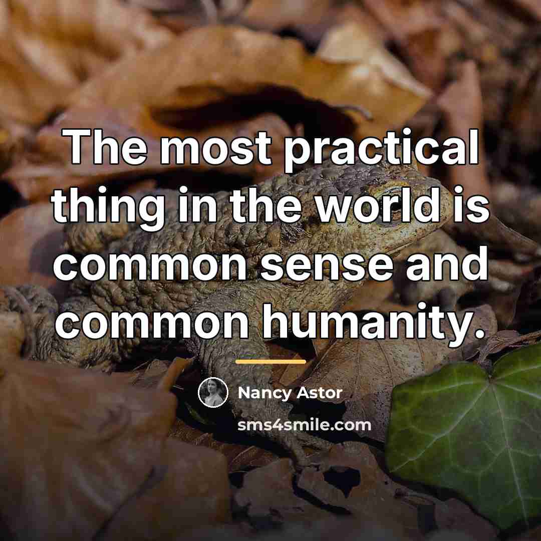 “The most practical thing in the world is common sense…” quote by Nancy Astor