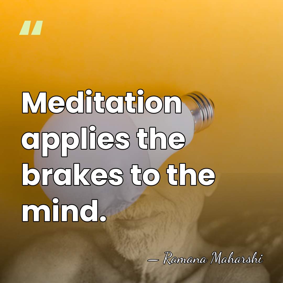 Meditation applies the brakes to the mind. - Ramana Maharshi