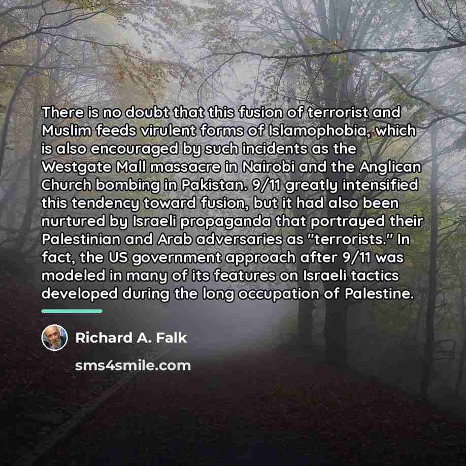 “There is no doubt that this fusion of terrorist and…” quote by Richard A. Falk