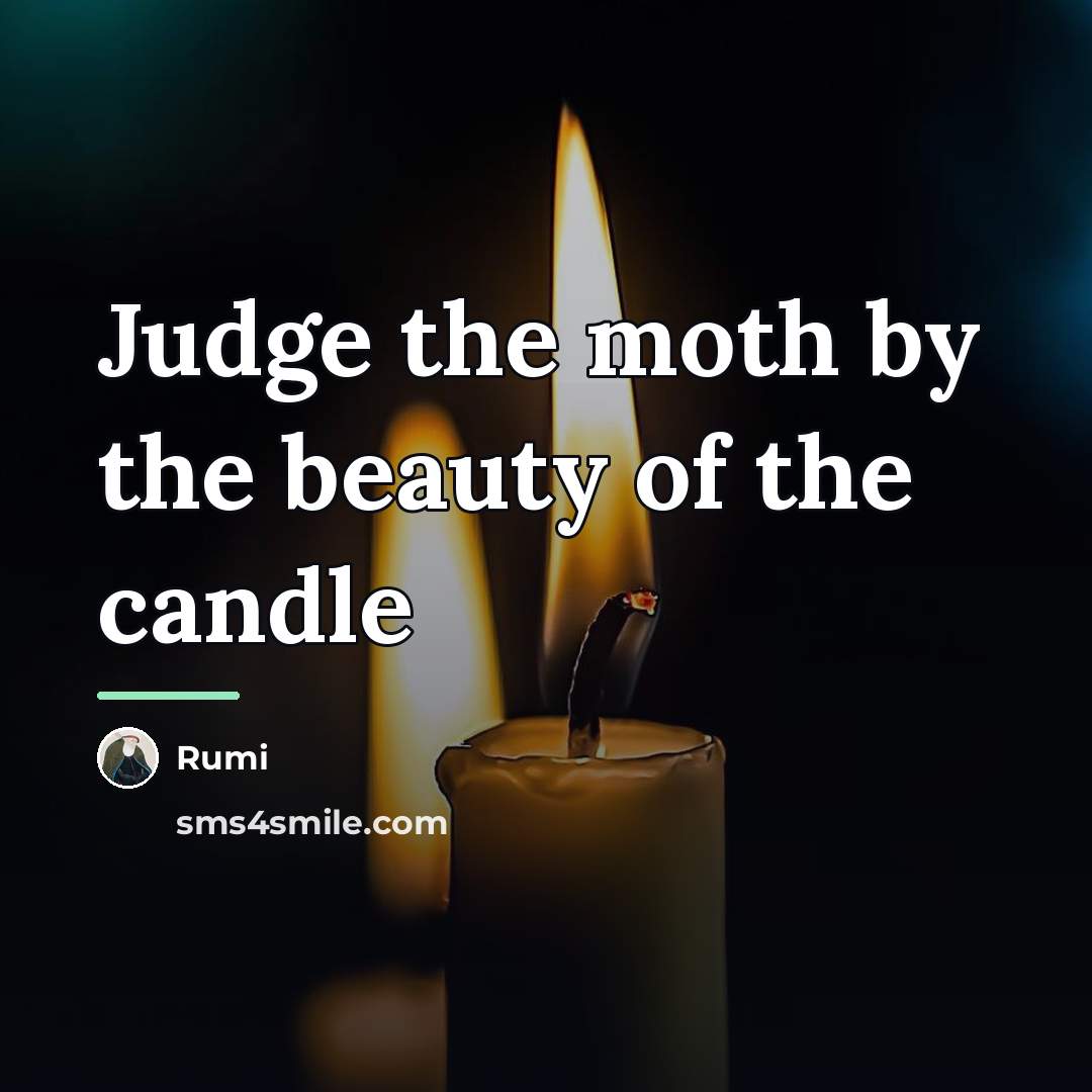“Judge the moth by the beauty of the candle…” quote by Rumi