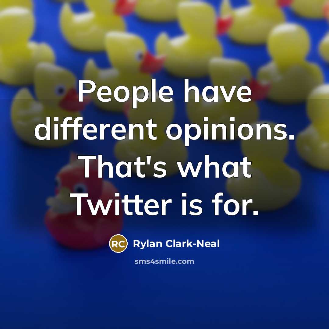 “People have different opinions. That's what Twitter is for.…” quote by Rylan Clark-Neal