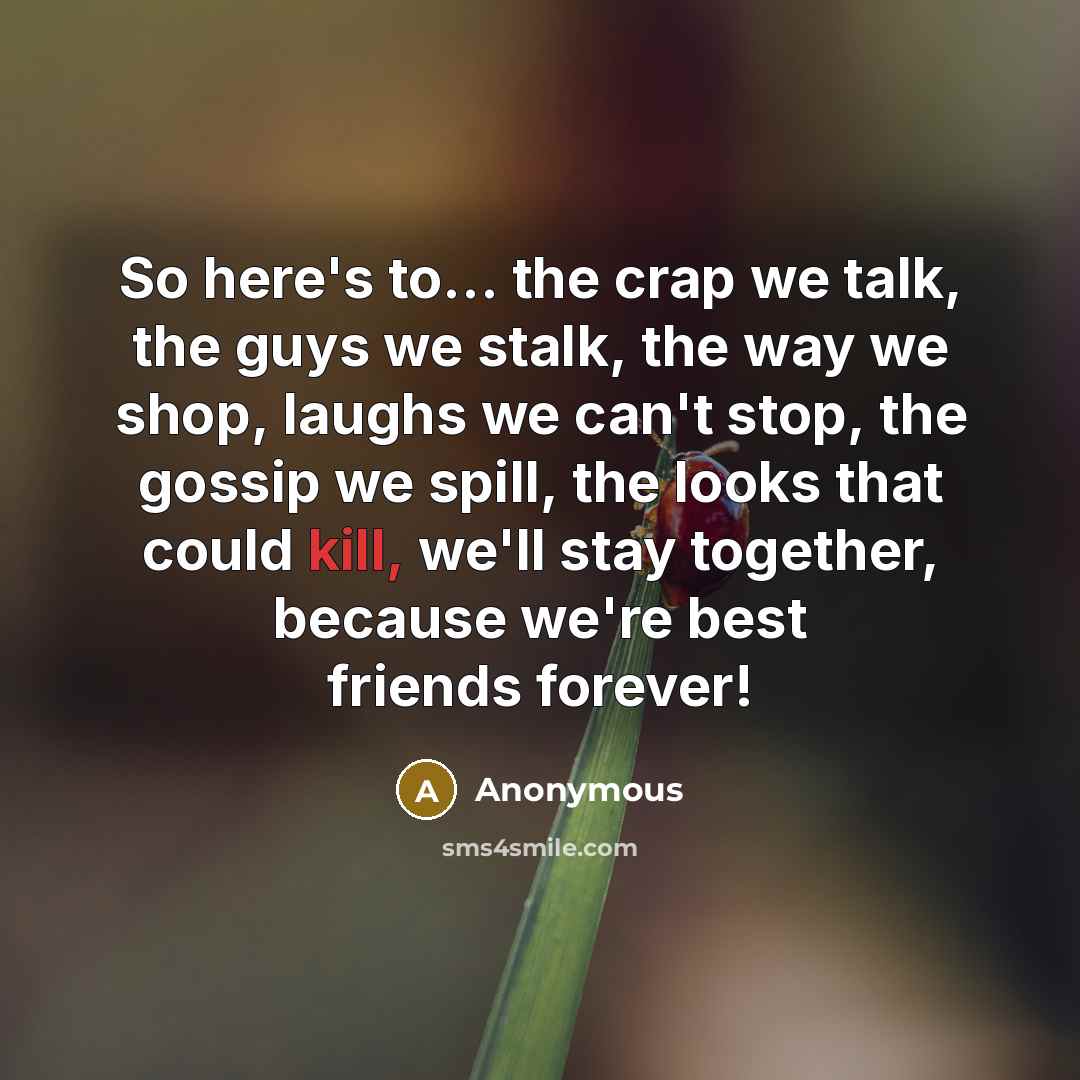 “So here's to... the crap we talk, the guys we…” quote by Anonymous
