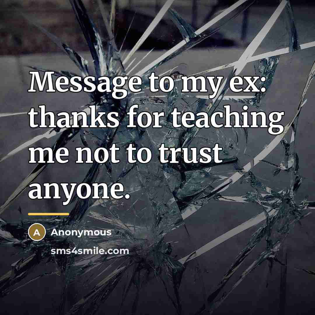 “Message to my ex: thanks for teaching me not to…” quote by Anonymous