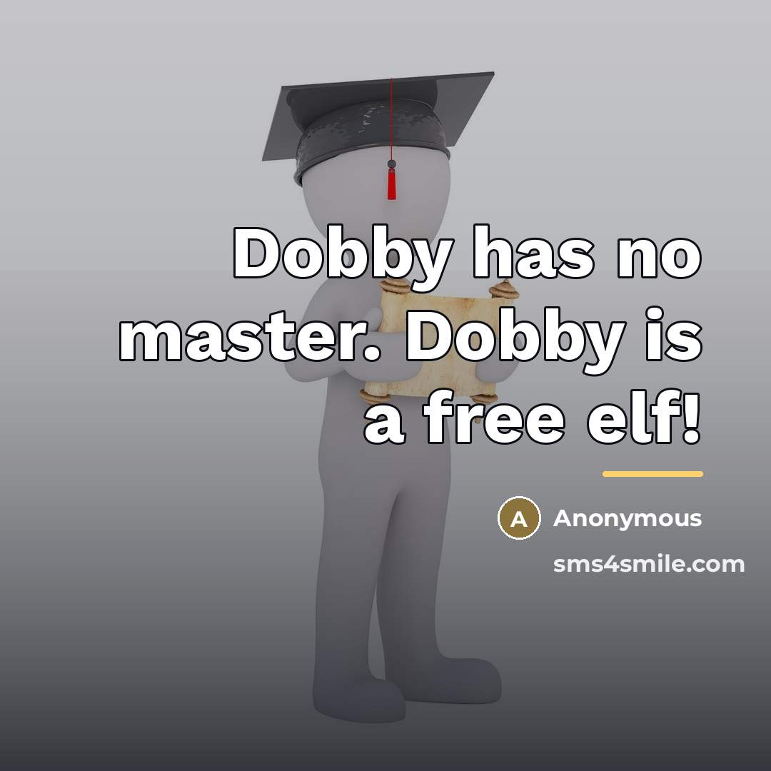 “Dobby has no master. Dobby is a free elf!…” quote by Anonymous