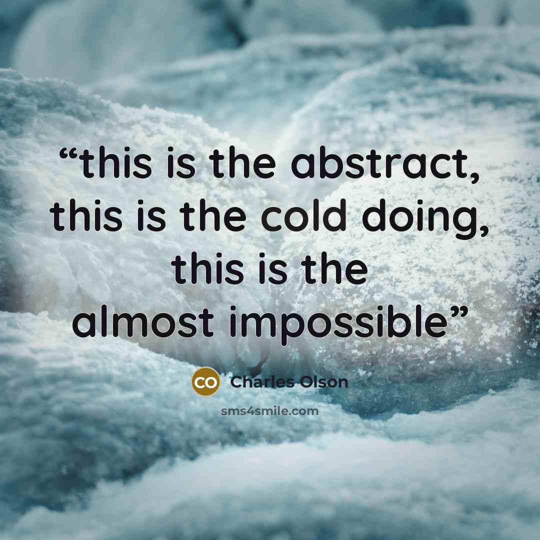 “this is the abstract, this is the cold doing, this is the almost impossible” quote by Charles Olson