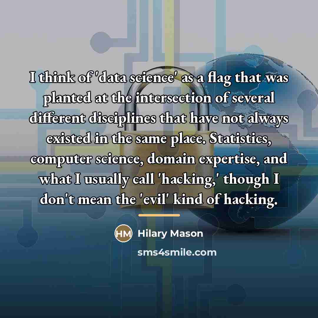 “I think of 'data science' as a flag that was…” quote by Hilary Mason