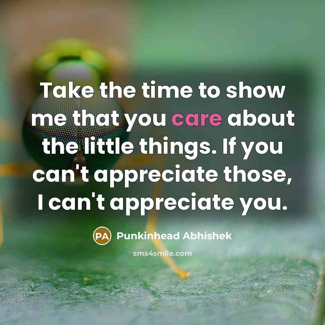 “Take the time to show me that you care about…” quote by Punkinhead Abhishek