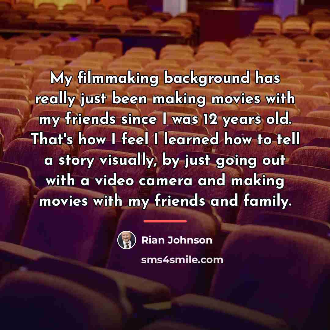 “My filmmaking background has really just been making movies with…” quote by Rian Johnson