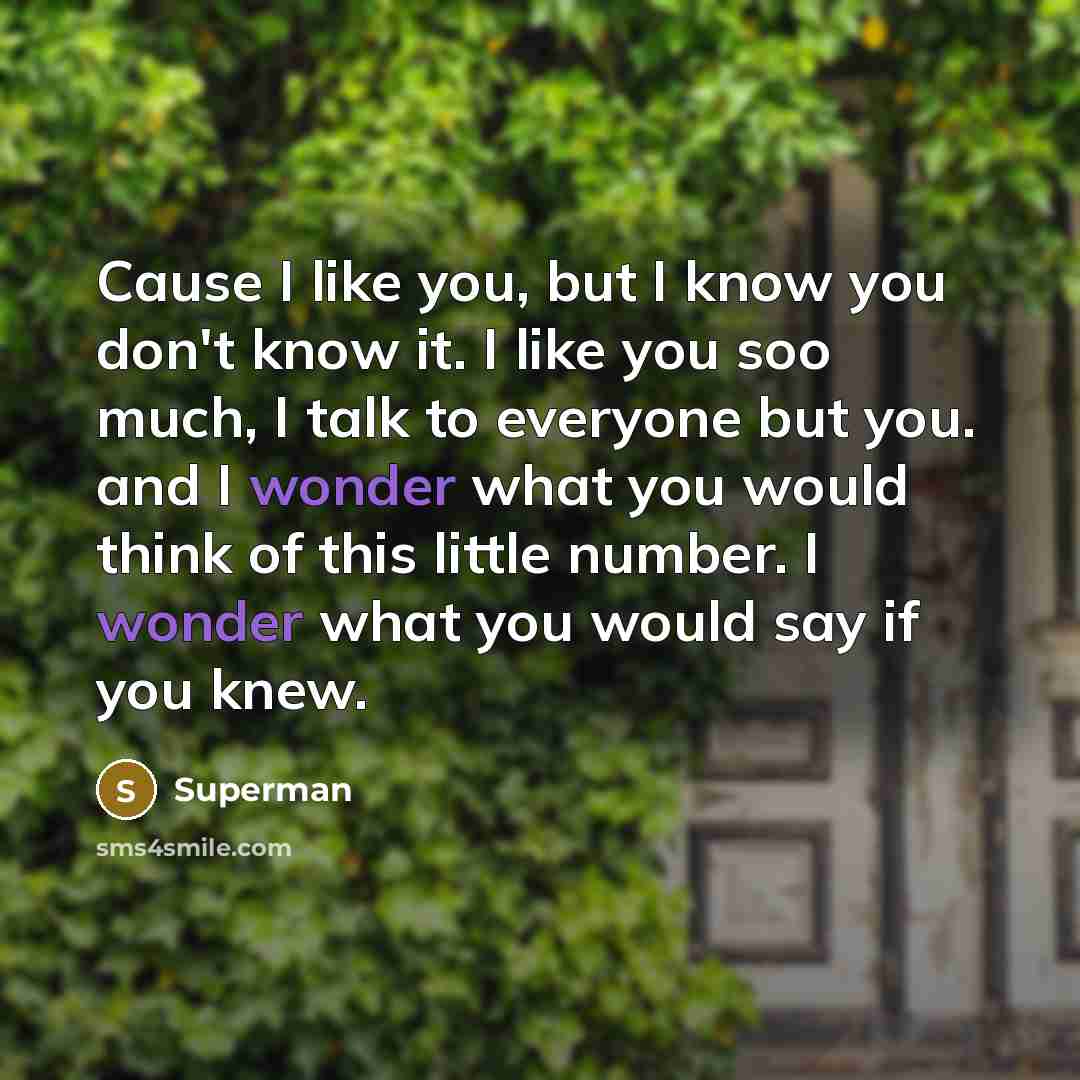 “Cause I like you, but I know you don't know…” quote by Superman