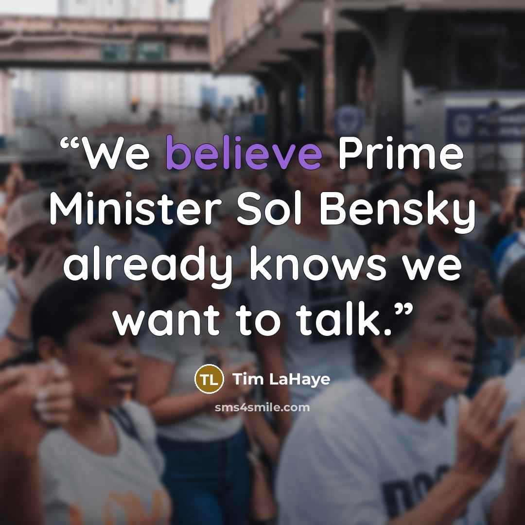 “We believe Prime Minister Sol Bensky already knows we want to talk.” quote by Tim LaHaye