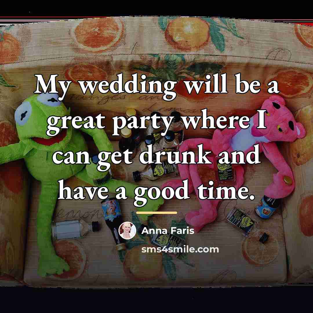 “My wedding will be a great party where I can…” quote by Anna Faris