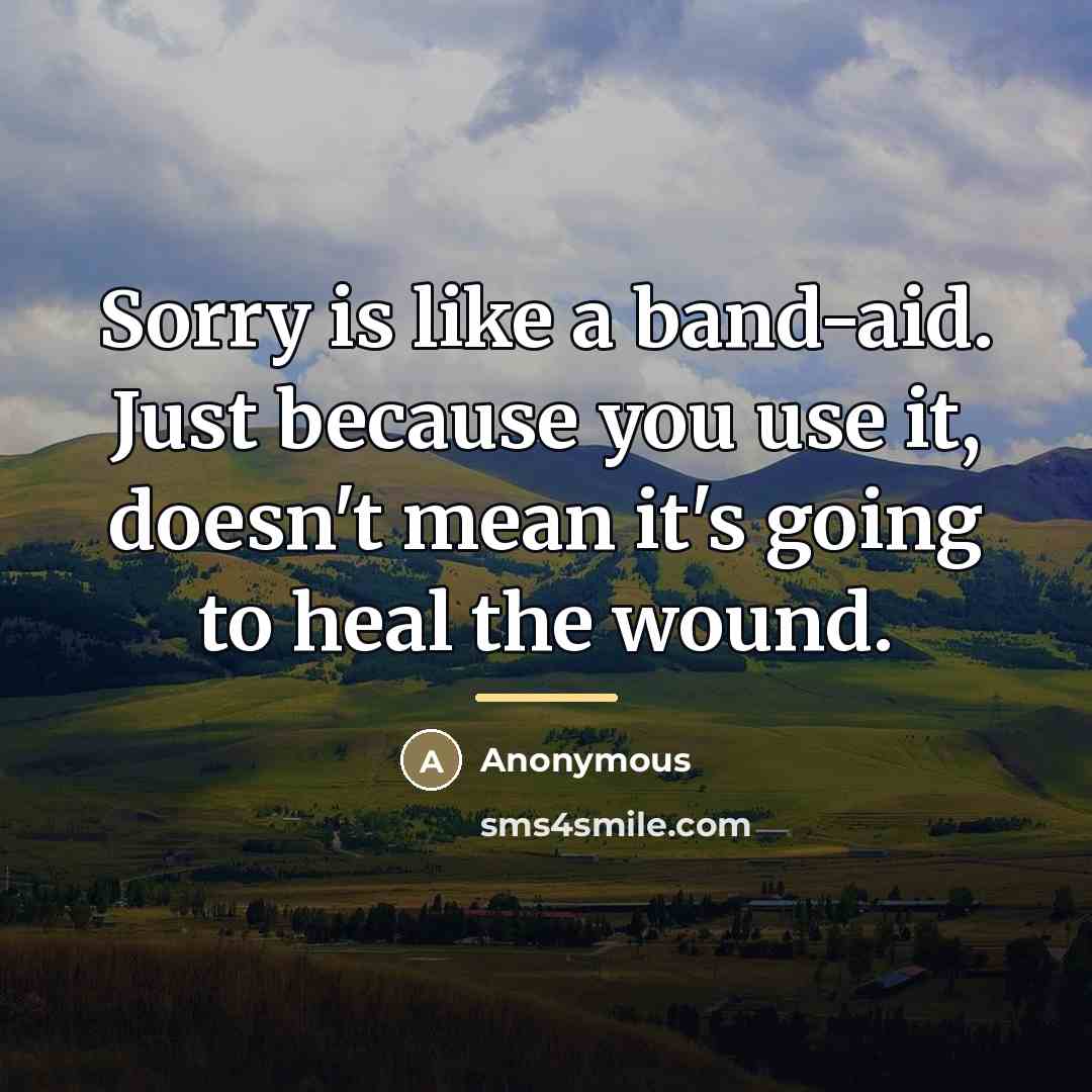 “Sorry is like a band-aid. Just because you use it,…” quote by Anonymous