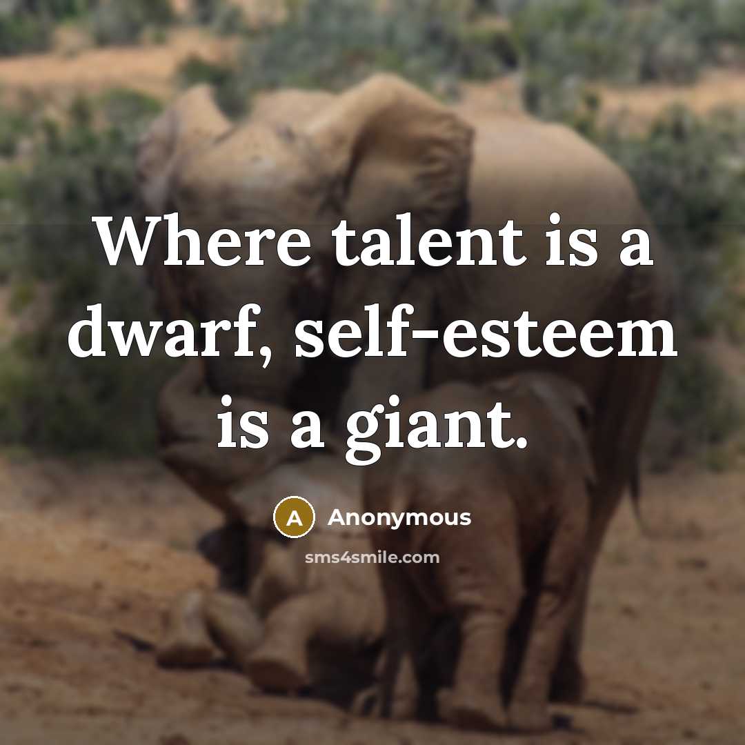 “Where talent is a dwarf, self-esteem is a giant.” quote by Anonymous