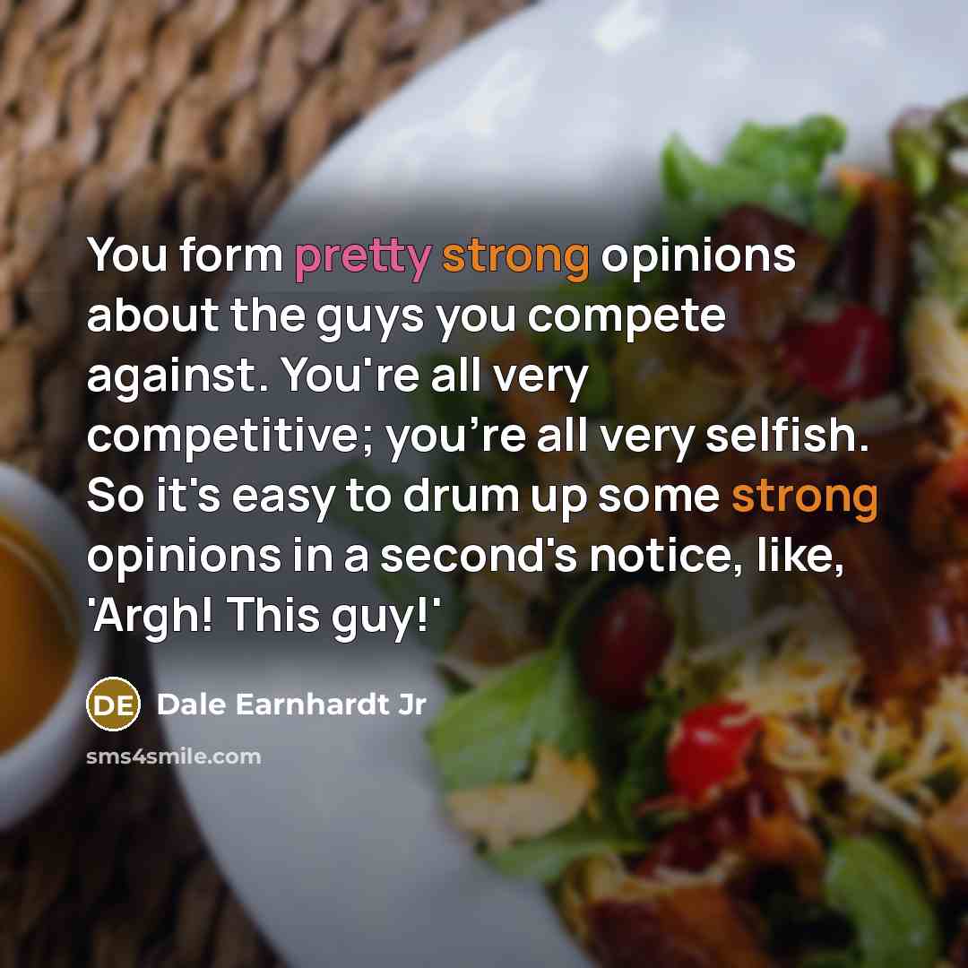 “You form pretty strong opinions about the guys you compete…” quote by Dale Earnhardt Jr